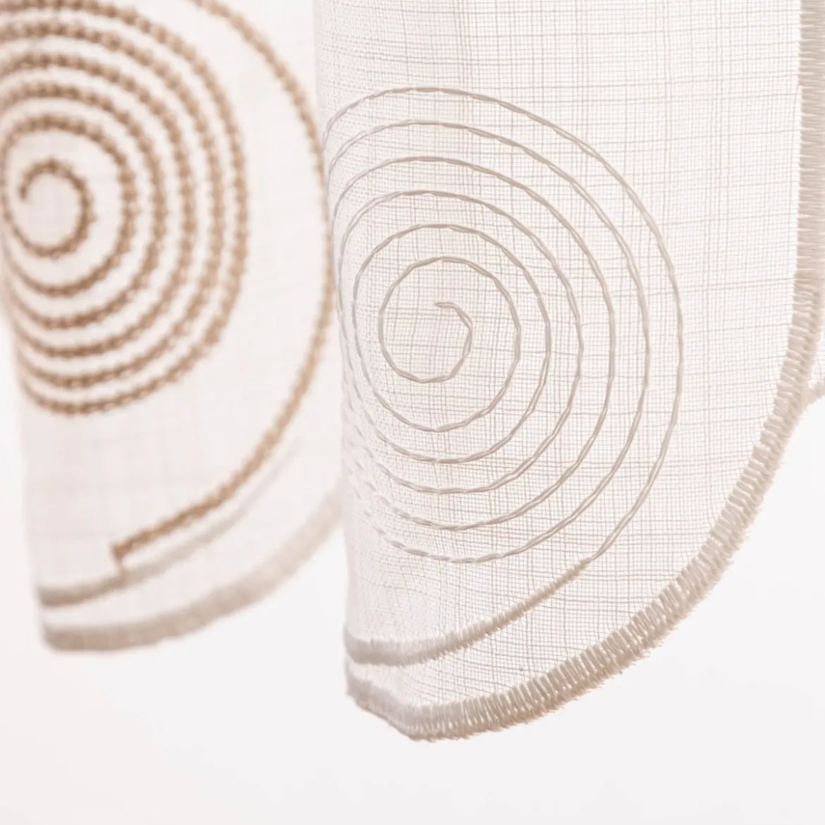 Scheibengardinen Meterware nähfrei Spiralen weiß beige 45cm Höhe