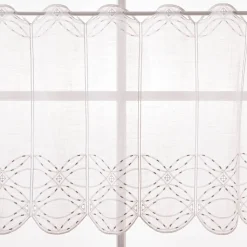 Scheibengardinen Meterware nähfrei Stickerei Bogen weiß taupe 60cm Höhe