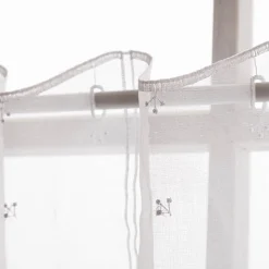Scheibengardinen Meterware nähfrei Stickerei Gänseblümchen weiß gelb 45cm Höhe