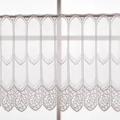 Scheibengardinen Meterware nähfrei Stickerei Bögen weiß 50cm Höhe
