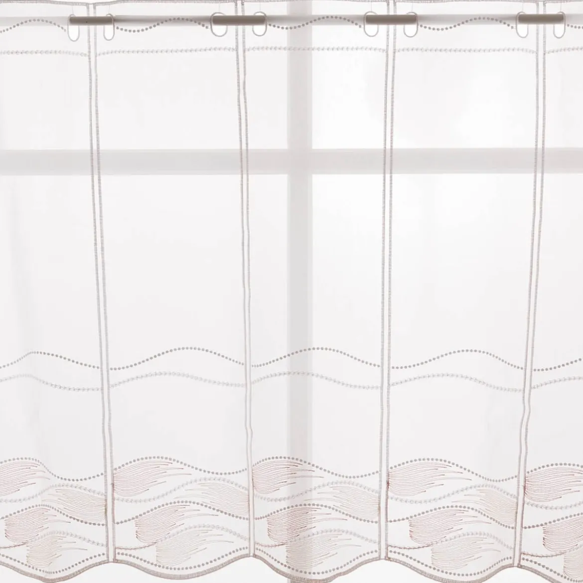 Scheibengardinen Meterware nähfrei Stickerei modern weiß natur rosa 60cm Höhe