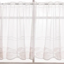 Scheibengardinen Meterware nähfrei Stickerei modern weiß natur rosa 60cm Höhe