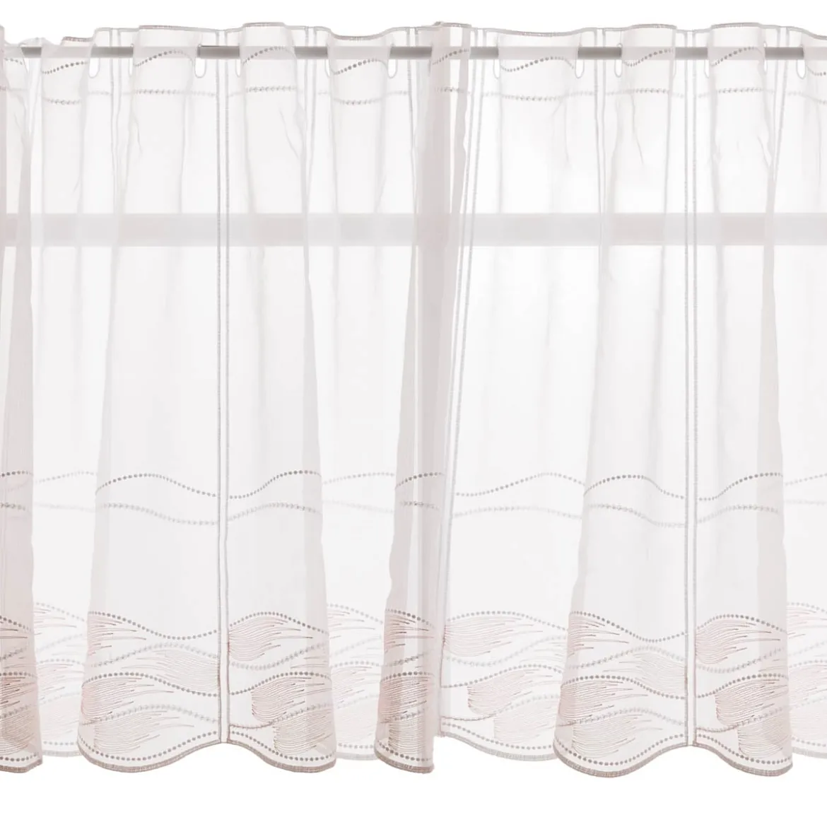 Scheibengardinen Meterware nähfrei Stickerei modern weiß natur rosa 60cm Höhe
