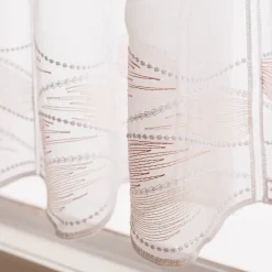 Scheibengardinen Meterware nähfrei Stickerei modern weiß natur rosa 60cm Höhe