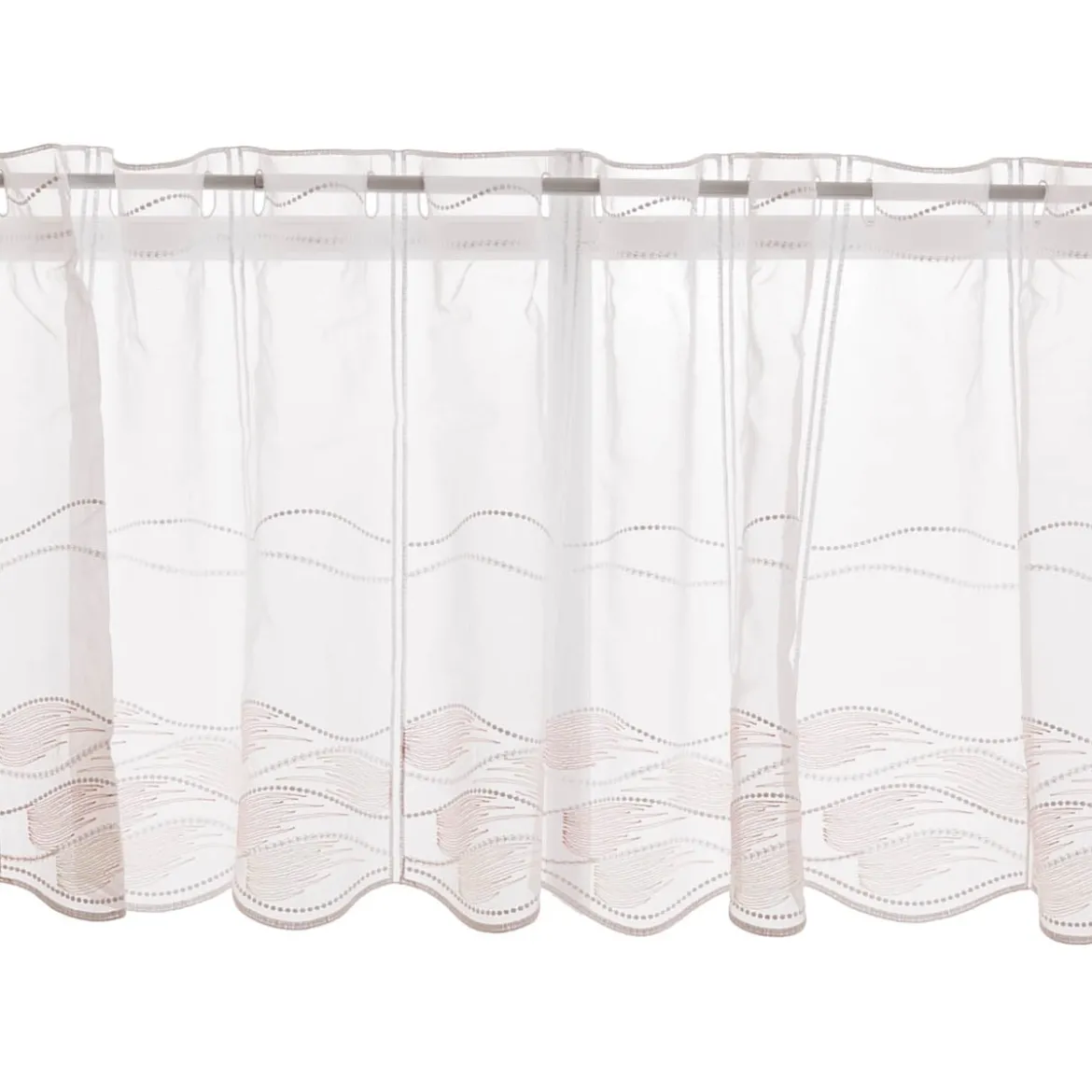 Scheibengardinen Meterware nähfrei Stickerei modern weiß natur rosa 45cm Höhe