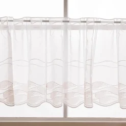 Scheibengardinen Meterware nähfrei Stickerei modern weiß natur rosa 45cm Höhe
