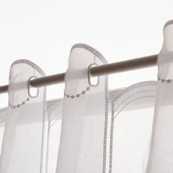 Scheibengardinen Meterware nähfrei Stickerei modern weiß silbergrau 30cm Höhe