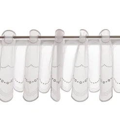 Scheibengardinen Meterware nähfrei Stickerei modern weiß silbergrau 30cm Höhe