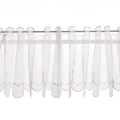 Scheibengardinen Meterware nähfrei Stickerei modern weiß silbergrau 45cm Höhe
