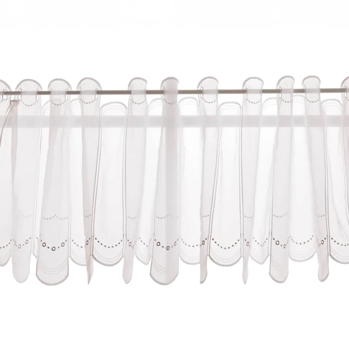 Scheibengardinen Meterware nähfrei Stickerei modern weiß silbergrau 45cm Höhe