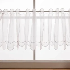 Scheibengardinen Meterware nähfrei Stickerei modern weiß silbergrau 45cm Höhe
