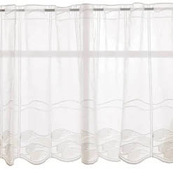 Scheibengardinen Meterware nähfrei Stickerei Kreise modern weiß natur grün 45cm Höhe