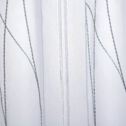 Scheibengardinen Meterware Feinbatist nähfrei Stickerei Linien weiß grün grau 45cm Höhe