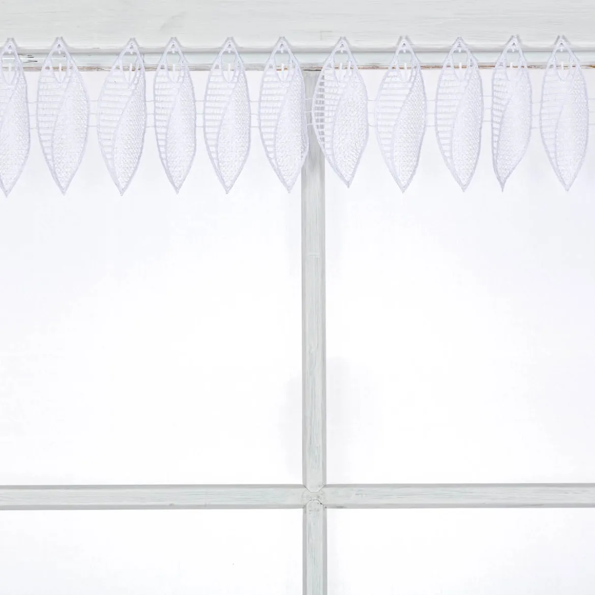 Scheibengardinen Meterware Makrameé-Spitze nähfrei weiß 15cm Höhe