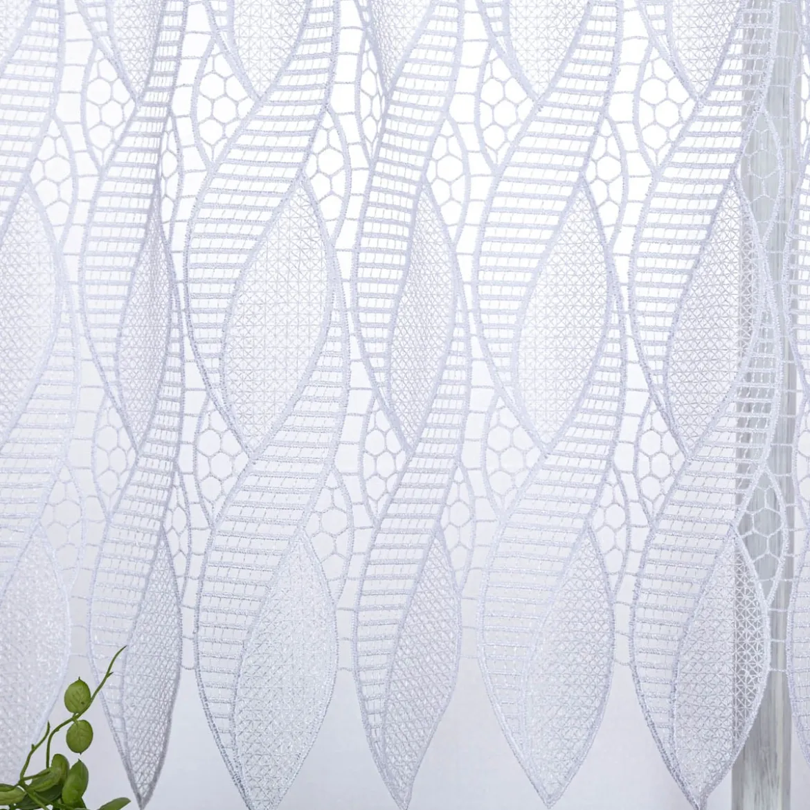 Scheibengardinen Meterware Makrameé-Spitze nähfrei weiß 45cm Höhe