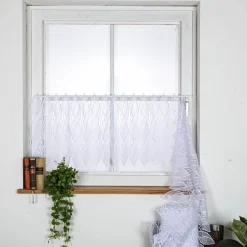 Scheibengardinen Meterware Makrameé-Spitze nähfrei weiß 45cm Höhe