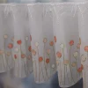Scheibengardinen Meterware nähfrei Stickerei abstrakte Blumen weiß orange 18cm Höhe