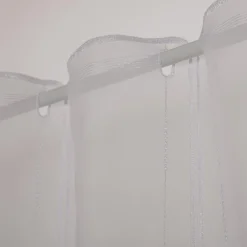 Scheibengardinen Meterware nähfrei Stickerei Kreise Streifen weiß 75cm Höhe