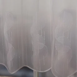 Scheibengardinen Meterware nähfrei Stickerei Kreise Streifen weiß 75cm Höhe