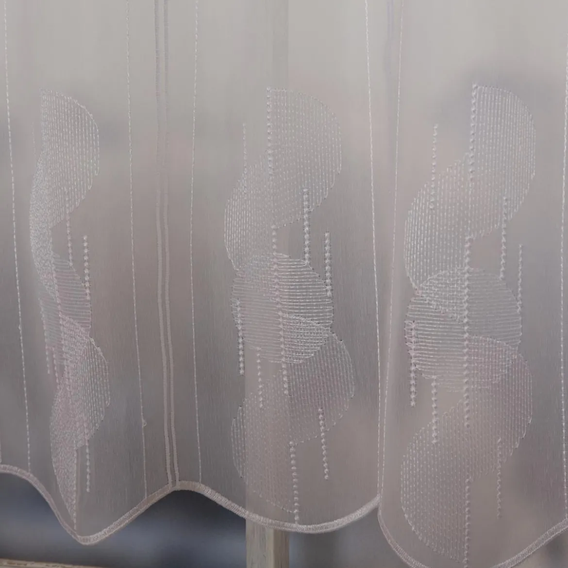 Scheibengardinen Meterware nähfrei Stickerei Kreise Streifen weiß 75cm Höhe