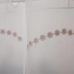 Scheibengardinen Meterware nähfrei Stickerei Pünktchen weiß beige 50cm Höhe