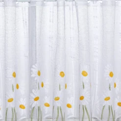 Scheibengardinen Meterware nähfrei Jacquard grob Margerite weiß gelb grün 45cm Höhe