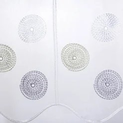 Scheibengardinen Meterware nähfrei Stickerei Kreise weiß grau grün 45cm Höhe
