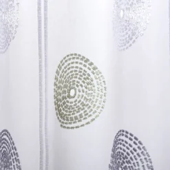 Scheibengardinen Meterware nähfrei Stickerei Kreise weiß grau grün 45cm Höhe