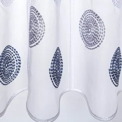 Scheibengardinen Meterware nähfrei Stickerei Kreise weiß grau blau 45cm Höhe