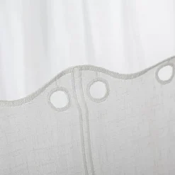 Scheibengardinen Meterware nähfrei Makrameé Leinenoptik wollweiß 45cm Höhe