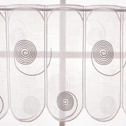 Scheibengardinen Meterware nähfrei Spiralen weiß grau 75cm Höhe