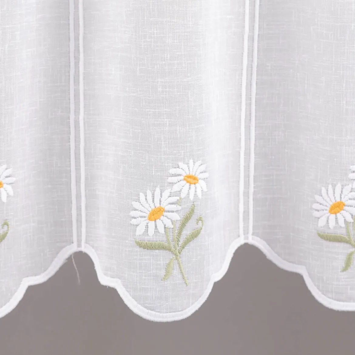 Scheibengardinen Meterware nähfrei Stickerei Blumen weiß 45cm Höhe