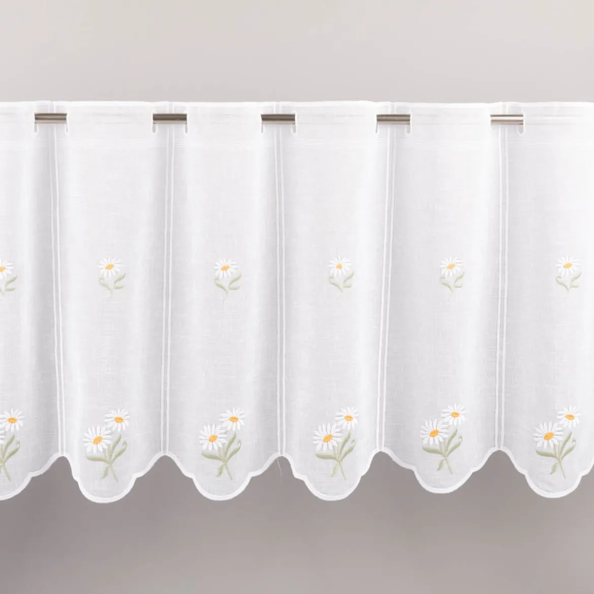 Scheibengardinen Meterware nähfrei Stickerei Blumen weiß 45cm Höhe