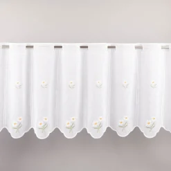 Scheibengardinen Meterware nähfrei Stickerei Blumen weiß 45cm Höhe