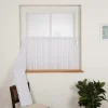 Scheibengardinen Meterware Stickerei Leinenoptik Kreise wollweiß 60cm hoch