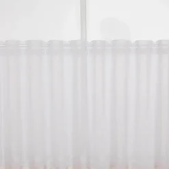 Scheibengardinen Meterware Stickerei Leinenoptik Kreise wollweiß 60cm hoch
