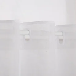 Scheibengardinen Meterware Stickerei Leinenoptik Kreise wollweiß 60cm hoch