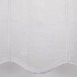 Scheibengardinen Meterware Stickerei Leinenoptik Kreise wollweiß 60cm hoch