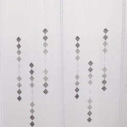 Scheibengardinen Meterware Effektvoile Stickerei Raute weiß grau 45cm hoch