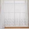Scheibengardinen Meterware Effektvoile Stickerei Raute weiß grau 90cm hoch