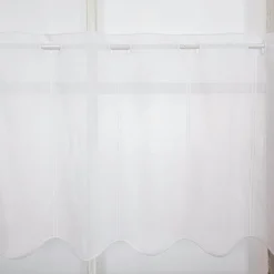 Scheibengardinen Meterware Batist Stickerei uni wollweiß 50cm hoch