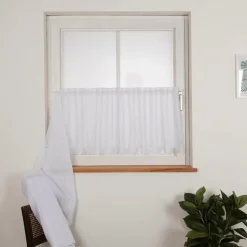 Scheibengardinen Meterware Batist Stickerei uni wollweiß 120cm hoch