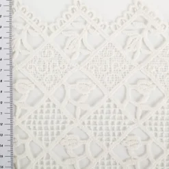Scheibengardinen Meterware Makramee Häkelspitze mit Aufhängeschlaufen sekt 45cm hoch