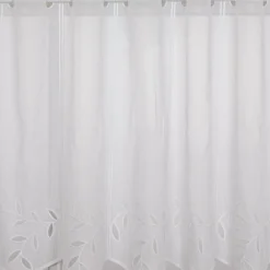 Scheibengardine Stickerei Batist-Voile Blätter weiß 50cm Höhe