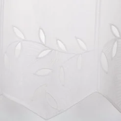Scheibengardine Stickerei Batist-Voile Blätter weiß 50cm Höhe