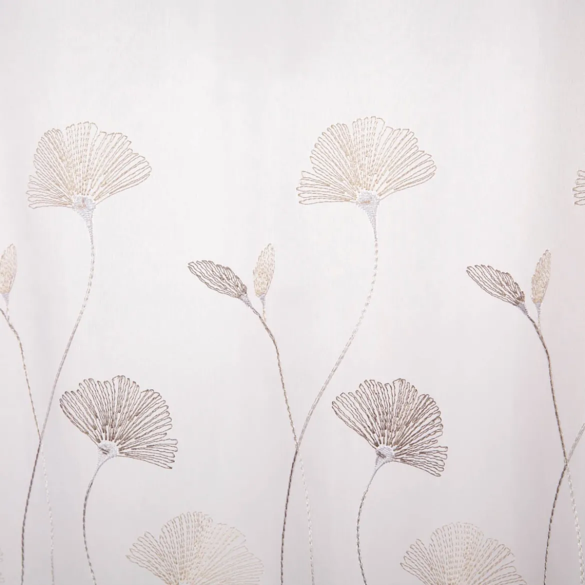 Scheibengardine Stickerei Gingko Blätter weiß taupe 50x145cm (HxB)