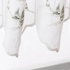 Scheibengardine Stickerei Leinenoptik nähfrei Winterhaus wollweiß 45cm Höhe
