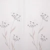 Scheibengardine Stickerei Leinenoptik Blumen weiß 45x145cm (HxB)