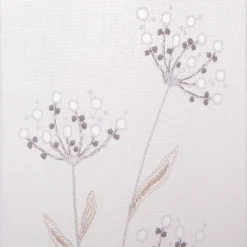 Scheibengardine Stickerei Leinenoptik Blumen weiß 45x145cm (HxB)