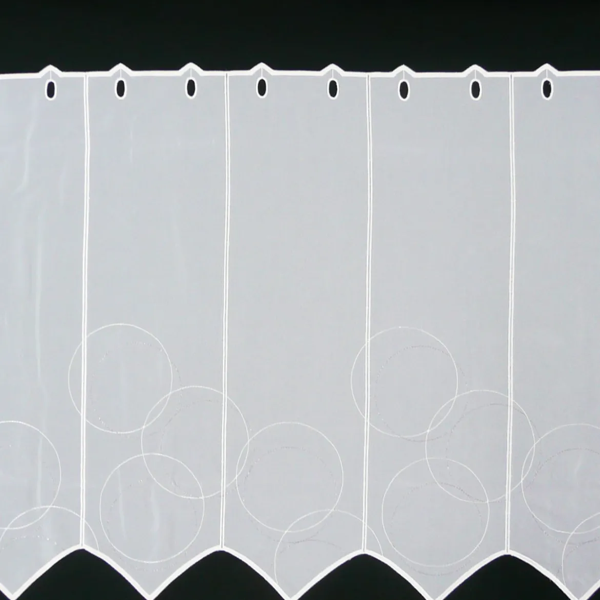 Scheibengardine Voile mit Kreise Lurex creme zink Spitze 60cm Höhe